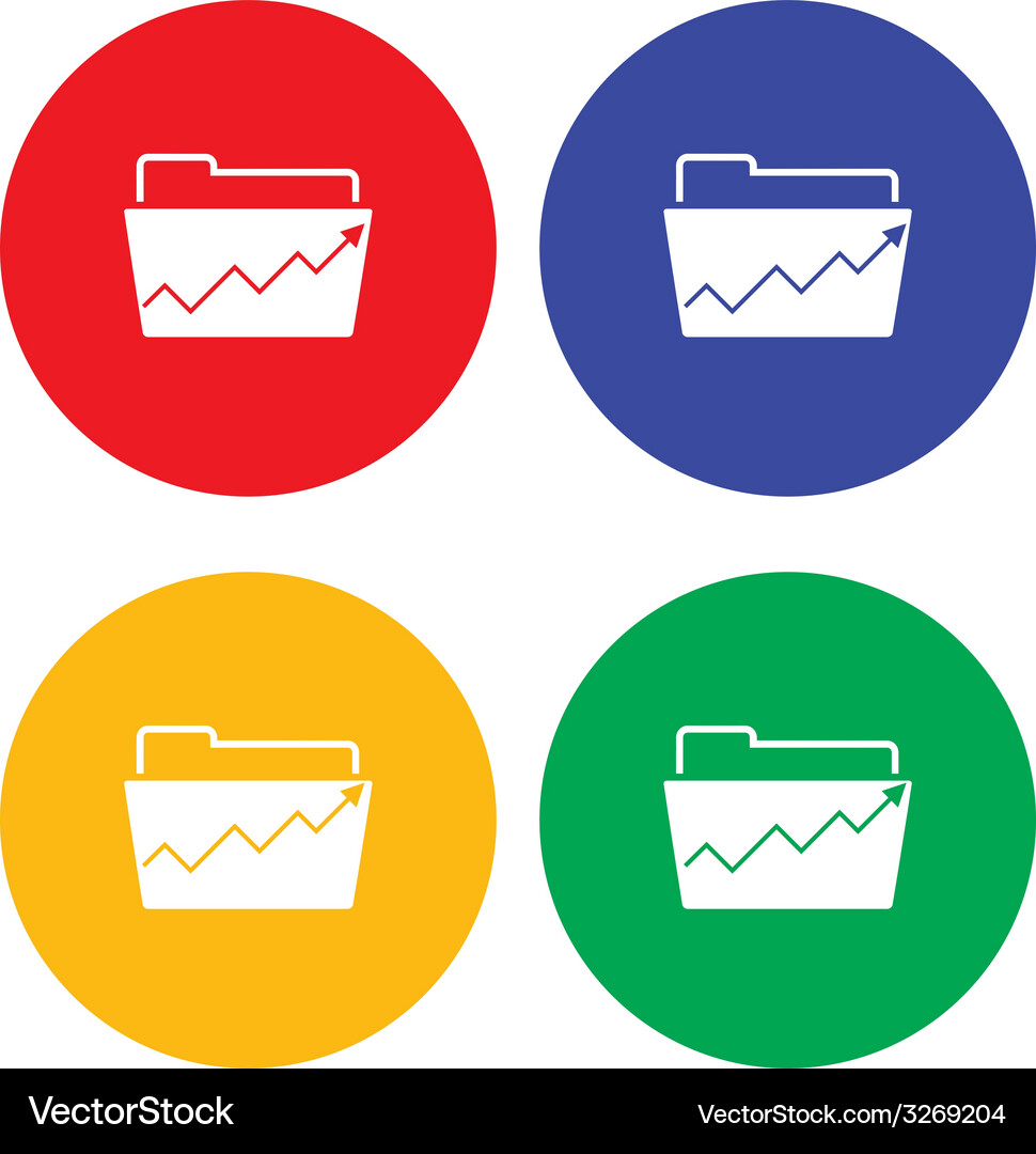 Flat simple folder icon with raising graph Vector Image
