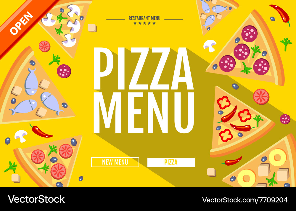 Flat style pizza menu concept web site design Vector Image