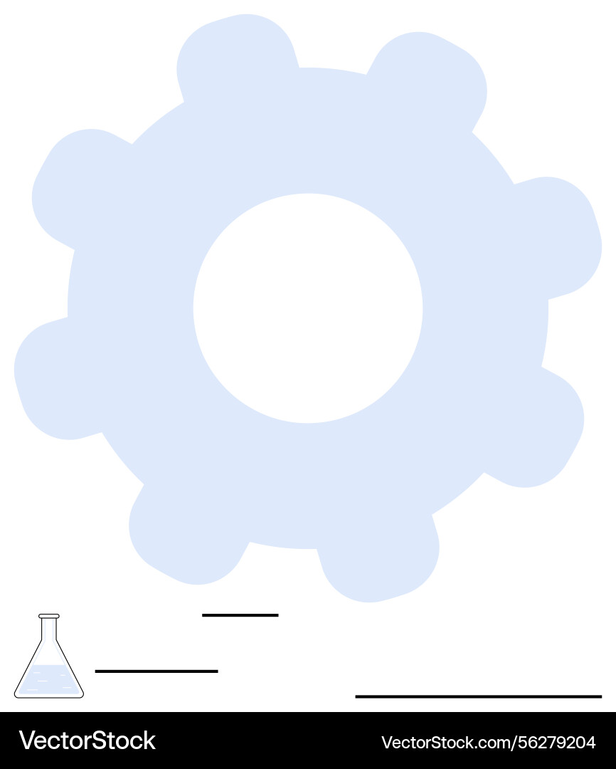 Gear mechanism with laboratory flask representing Gear mechanism with laboratory flask representing vector image