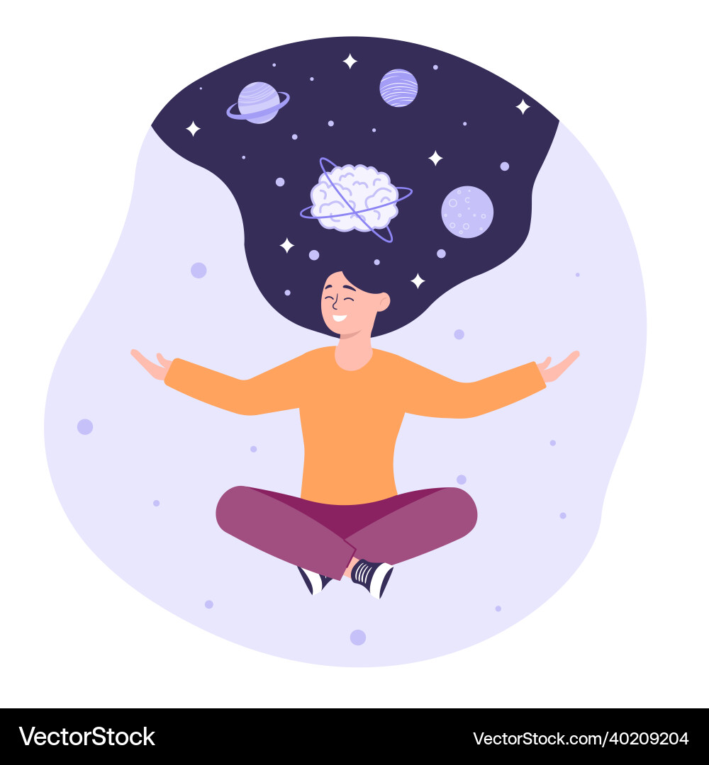 Meditation for relaxing mind and brain concept Meditation for relaxing mind and brain concept vector image