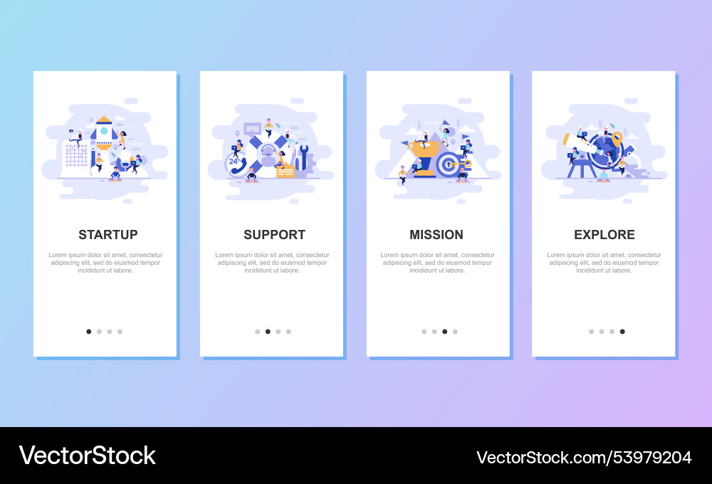 Onboarding screens user interface kit for mobile vector image