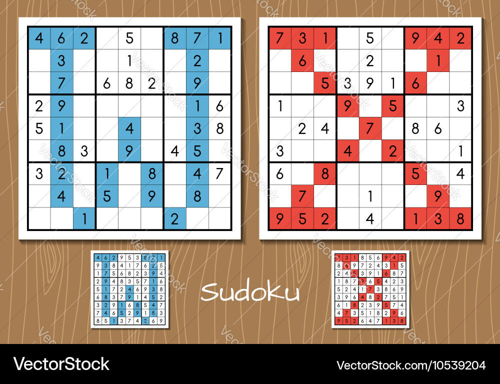 Sudoku set with answers w x letters vector image