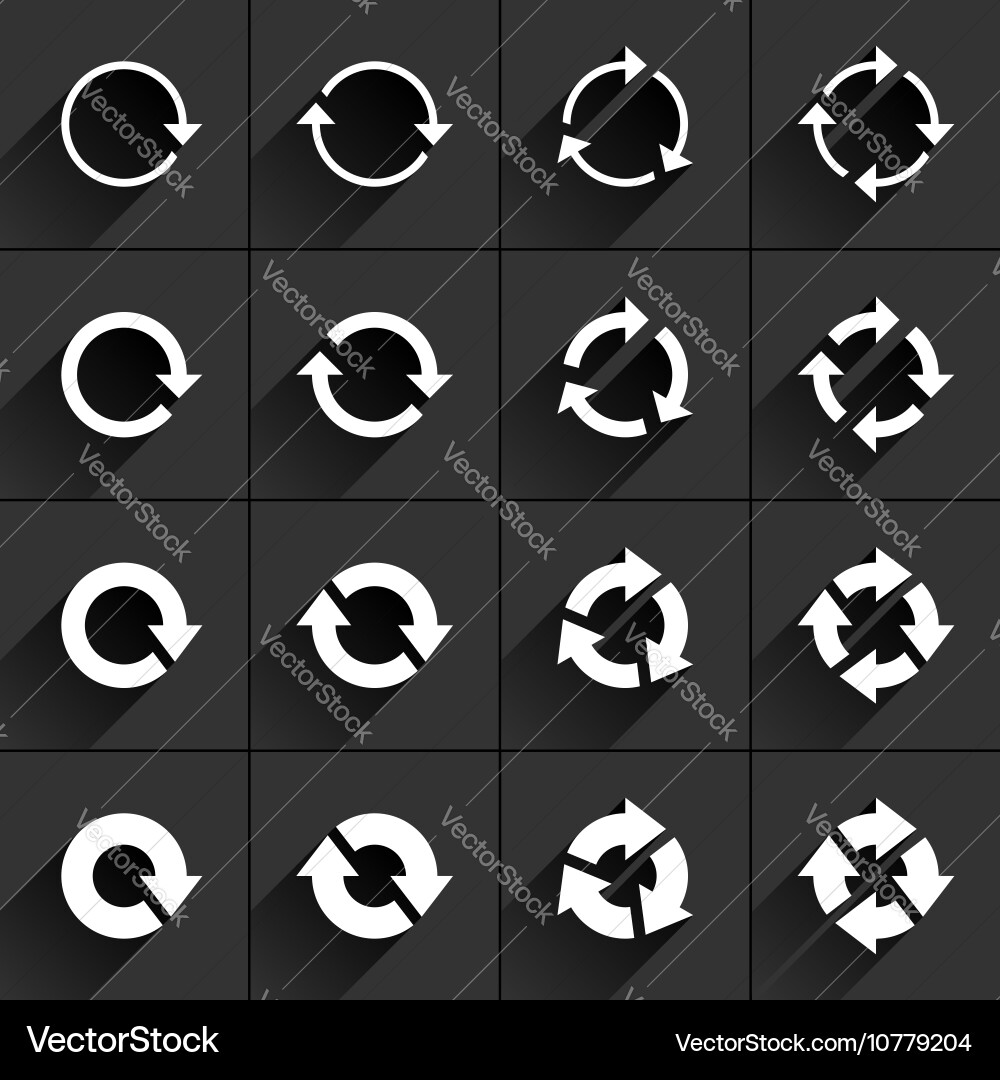 White arrow icon refresh rotation repeat sign vector image