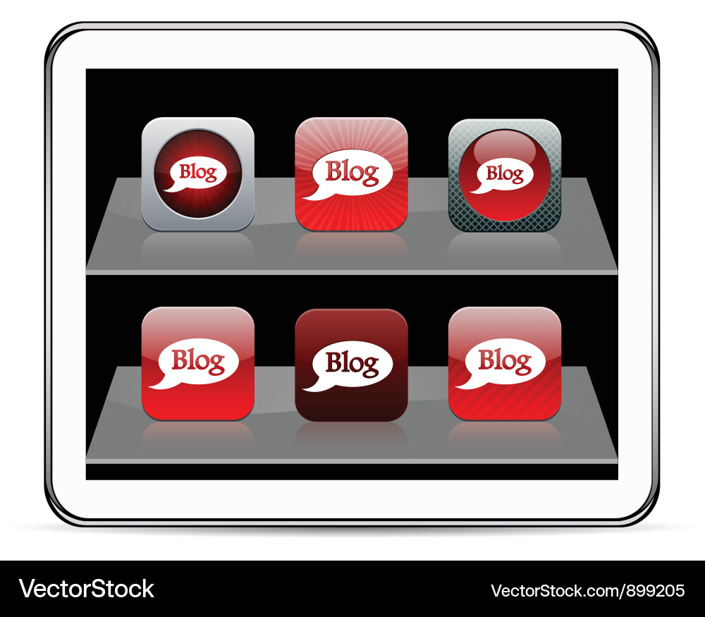 Blog red app icons Vector Image
