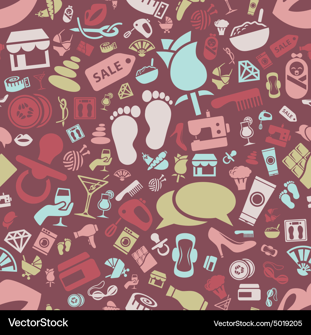 Colorful Seamless Pattern - Variety of Objects vector image