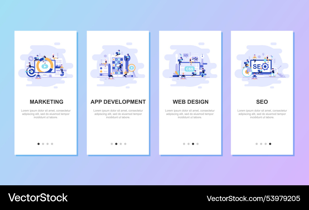 Onboarding screens user interface kit for mobile Onboarding screens user interface kit for mobile Vector Image