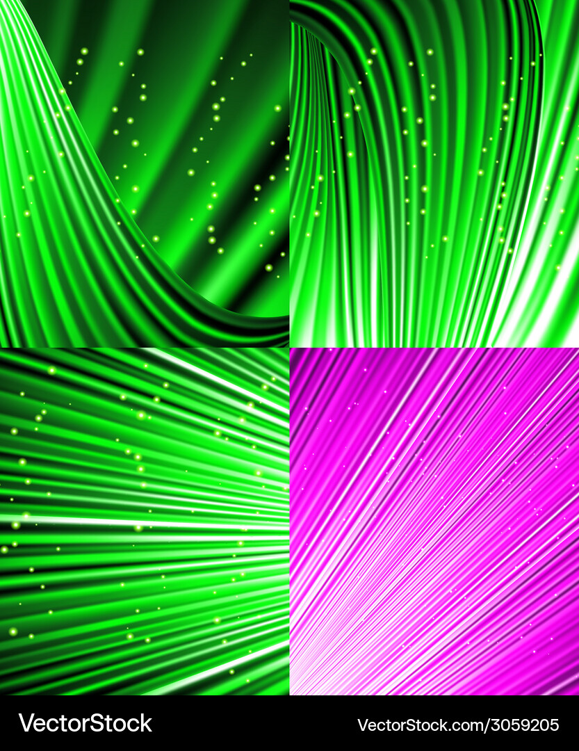Set of abstract luminous rays background Vector Image
