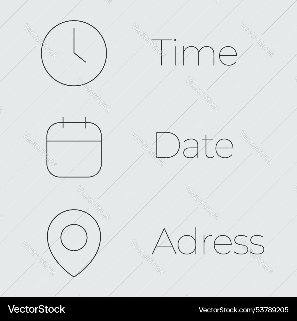 Time date and address concept isolated Time date and address concept isolated vector image