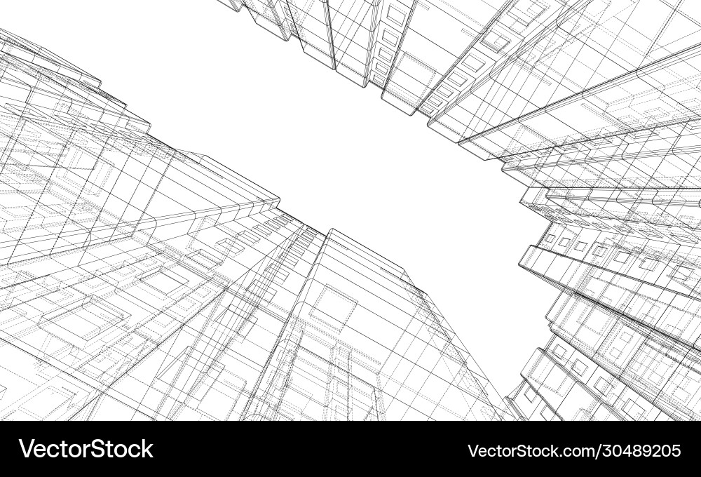 Wire-frame model a multi-storey building Wire-frame model a multi-storey building vector image