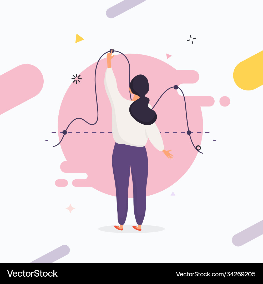 Woman analyzing statistics data visualization Vector Image