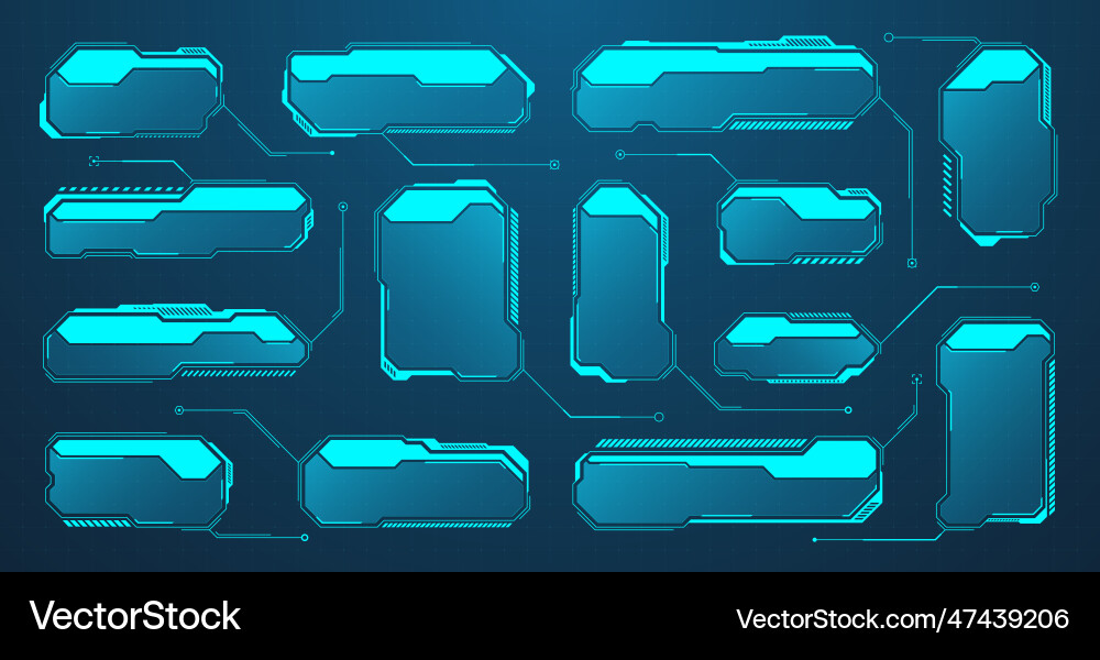 Blue futuristic hud or ui elements sci-fi user Blue futuristic hud or ui elements sci-fi user vector image