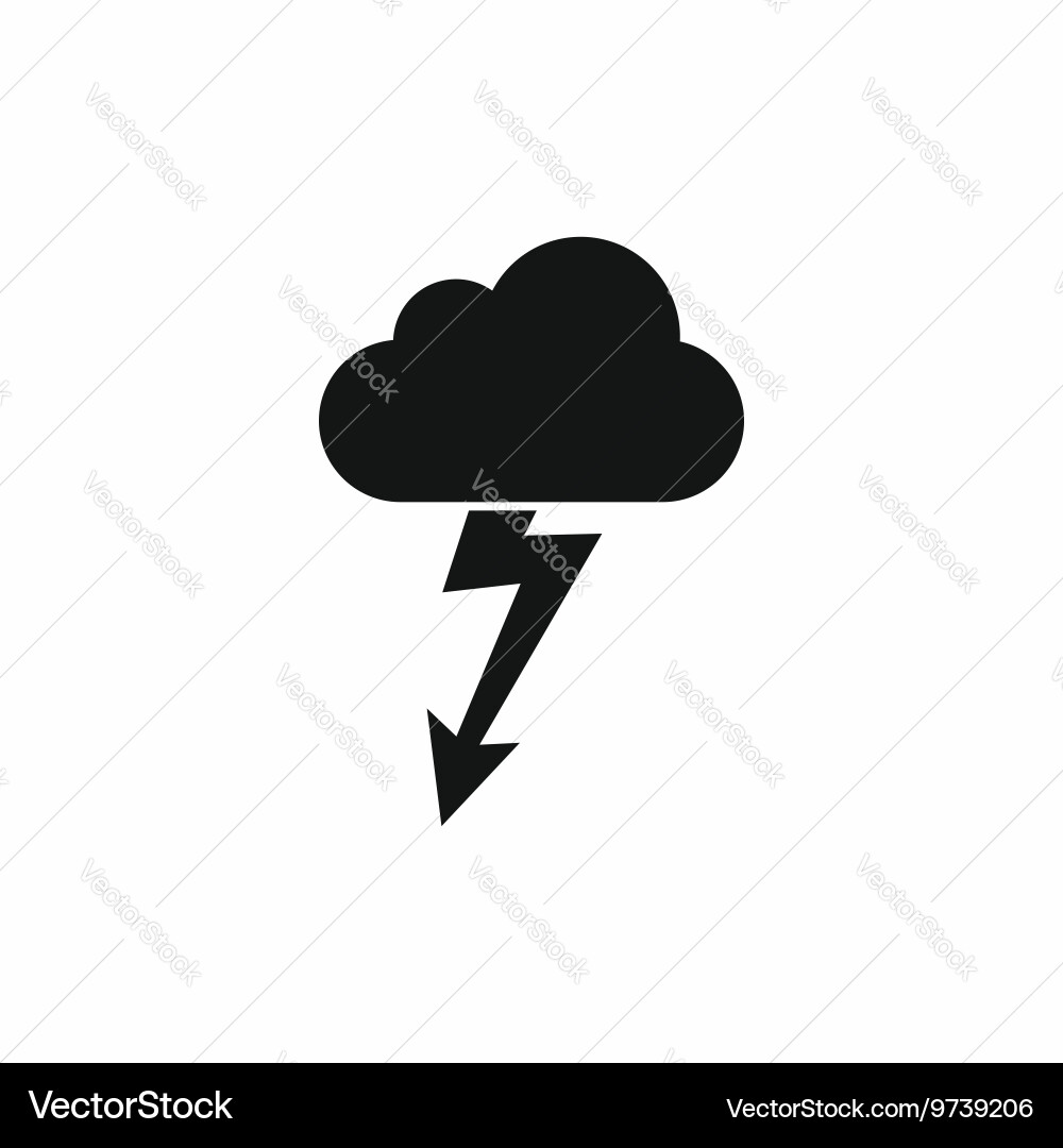Cloud with lightning icon simple style Vector Image