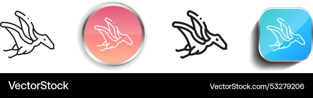 Dinosaur icon thin linear regular and button Dinosaur icon thin linear regular and button Vector Image