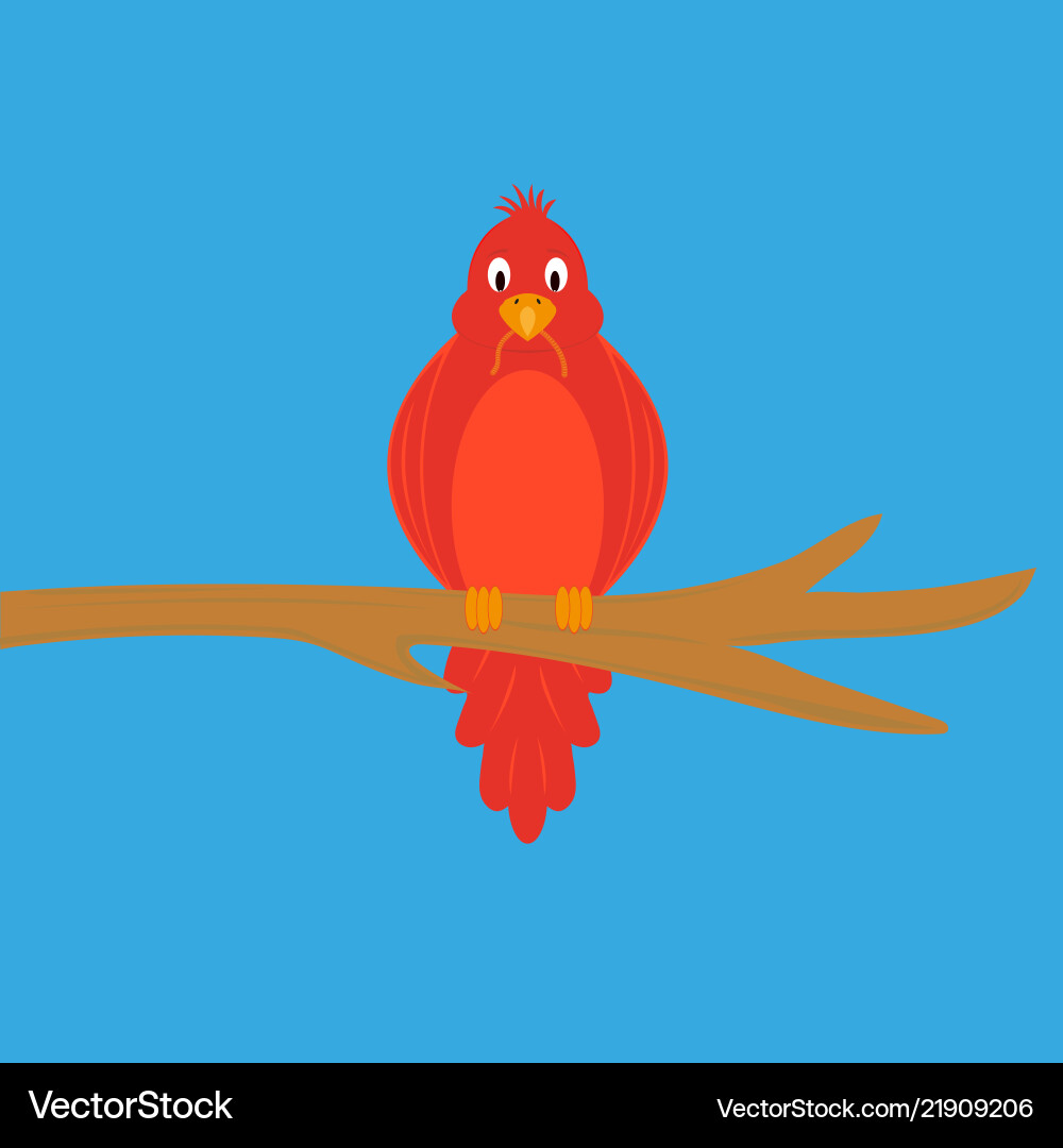 Funny bird with a worm Vector Image