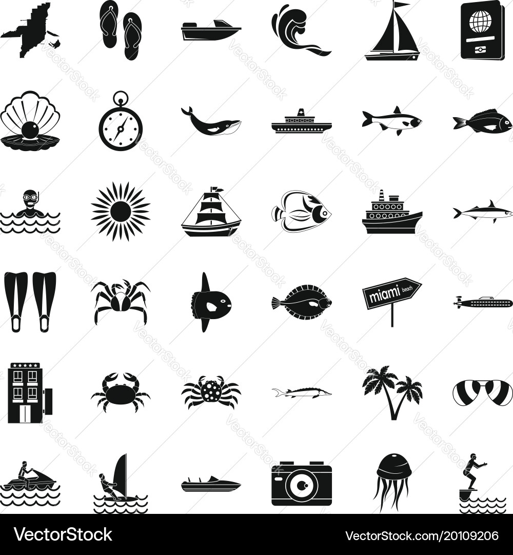 Oceanographic icons set simple style Vector Image