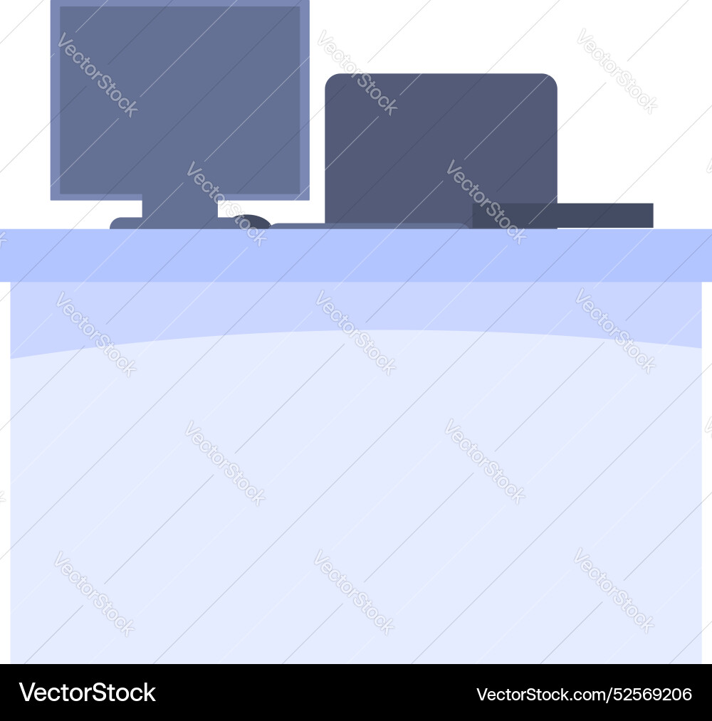 Reception desk with computer monitor and laptop Reception desk with computer monitor and laptop vector image