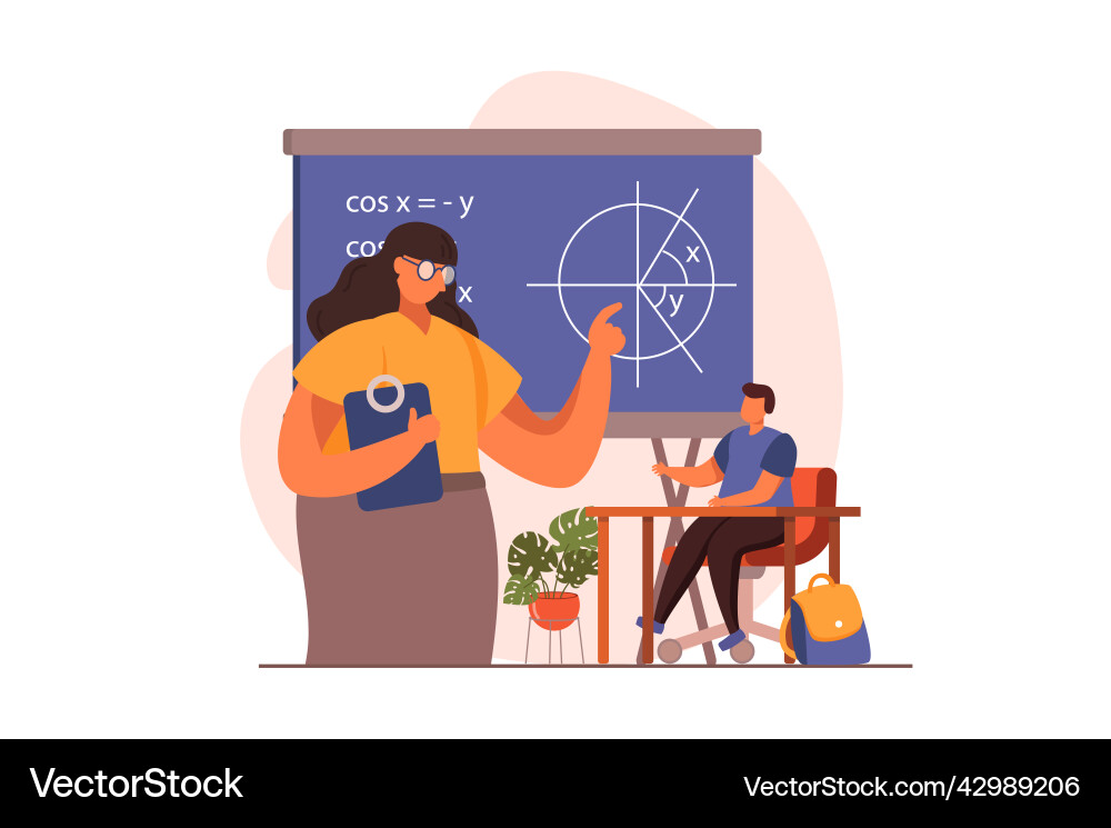 School teacher web concept in flat design vector image