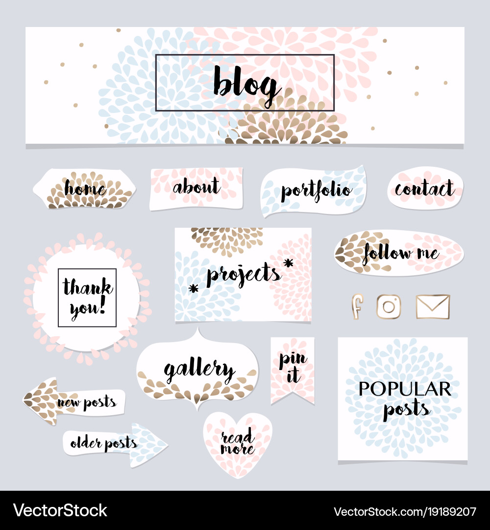 A set of blog design elements kit frames vector image