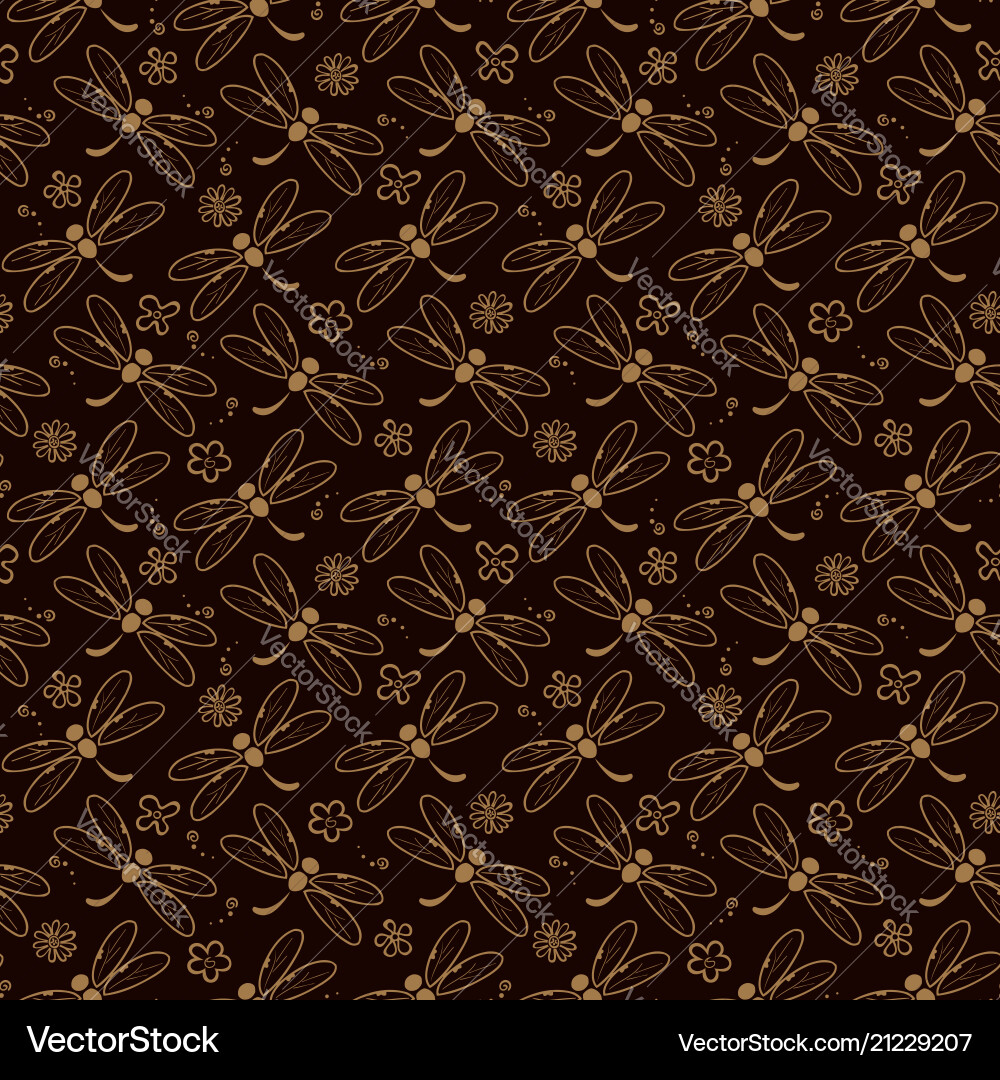 Dragonfly pattern background with orange color vector image