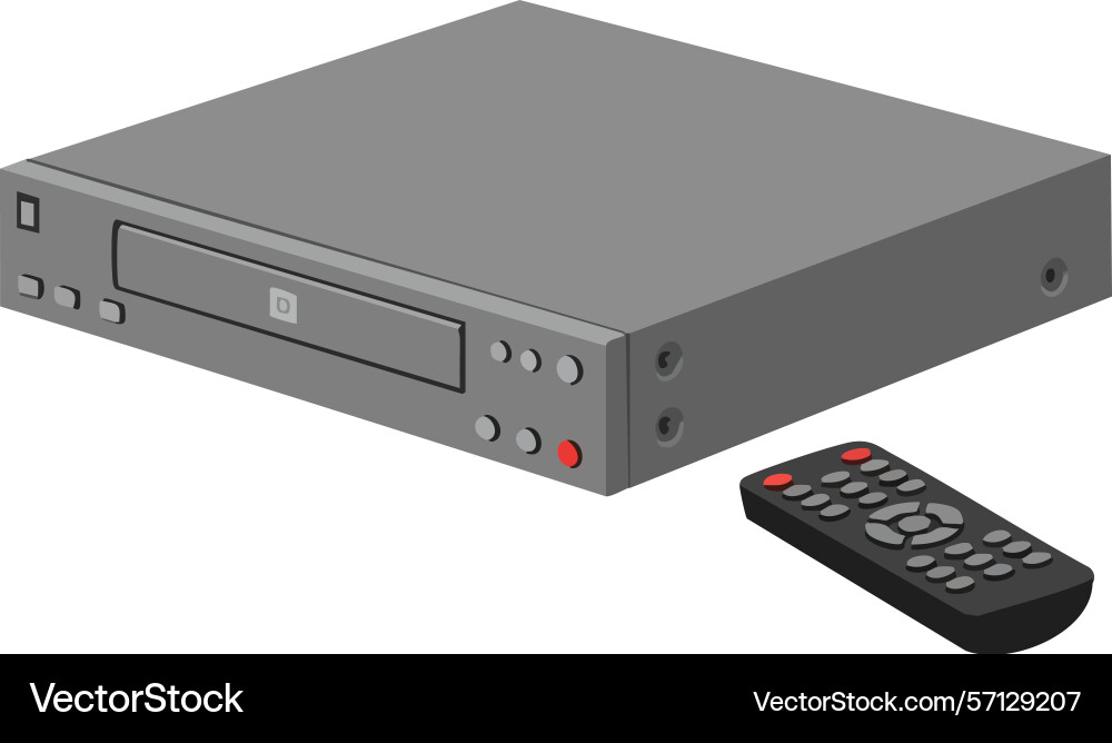 Dvd player and remote control in gray color Dvd player and remote control in gray color vector image