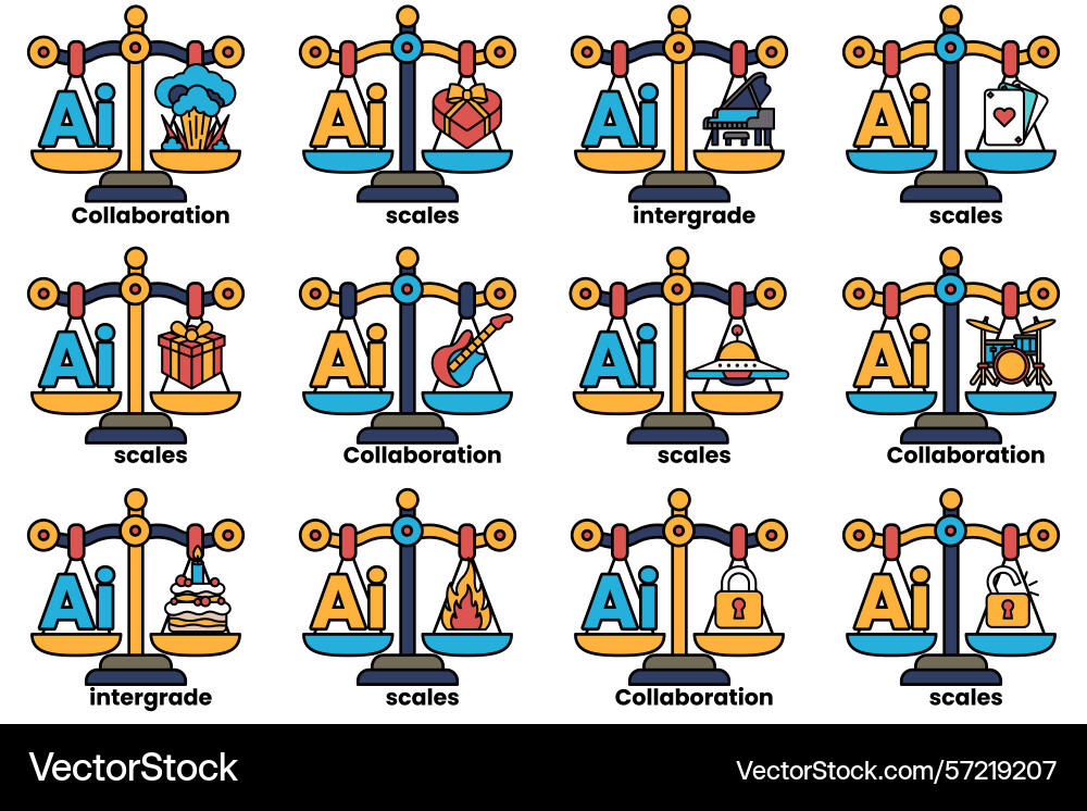 Image is a set of scales with different weights Image is a set of scales with different weights vector image