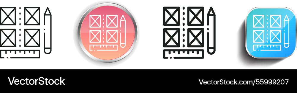 Layout-Icon dünne lineare regelmäßige und Schaltfläche Stil Layout-Icon dünne lineare regelmäßige und Schaltfläche Stil vektorbild