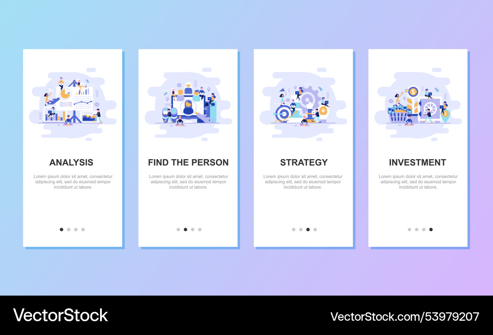 Onboarding screens user interface kit for mobile Vector Image