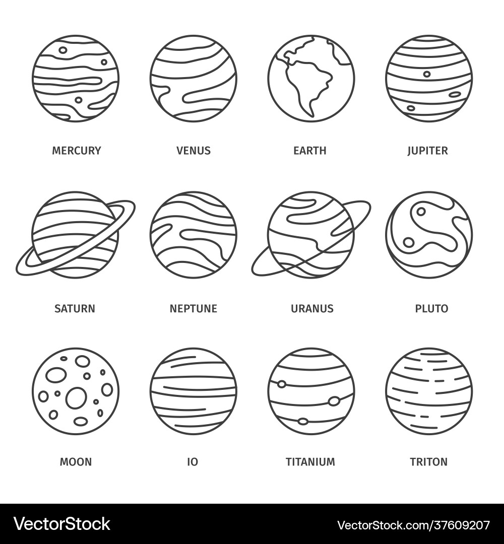 Planetary Icon Set - Solar System Royalty Free Vector Image