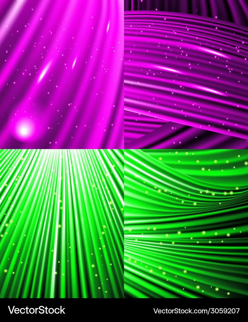 Set of abstract luminous rays background Vector Image
