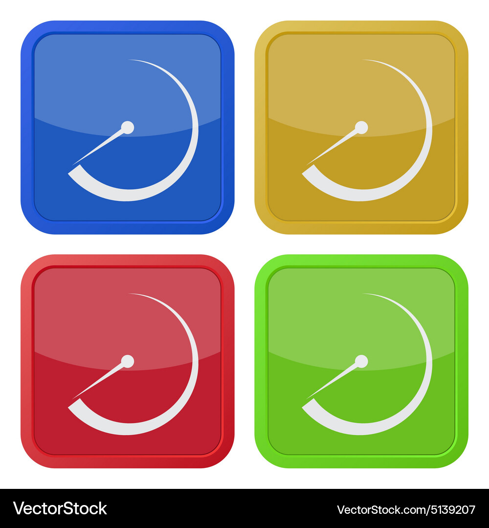 Set of four square icons with dial symbol Vector Image