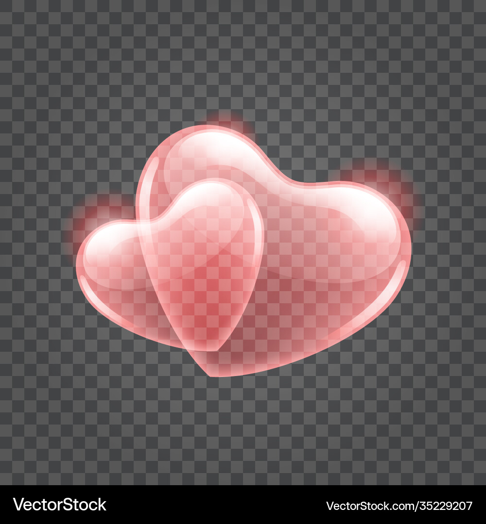 Two red shiny hearts shape isolated on transparent Two red shiny hearts shape isolated on transparent vector image