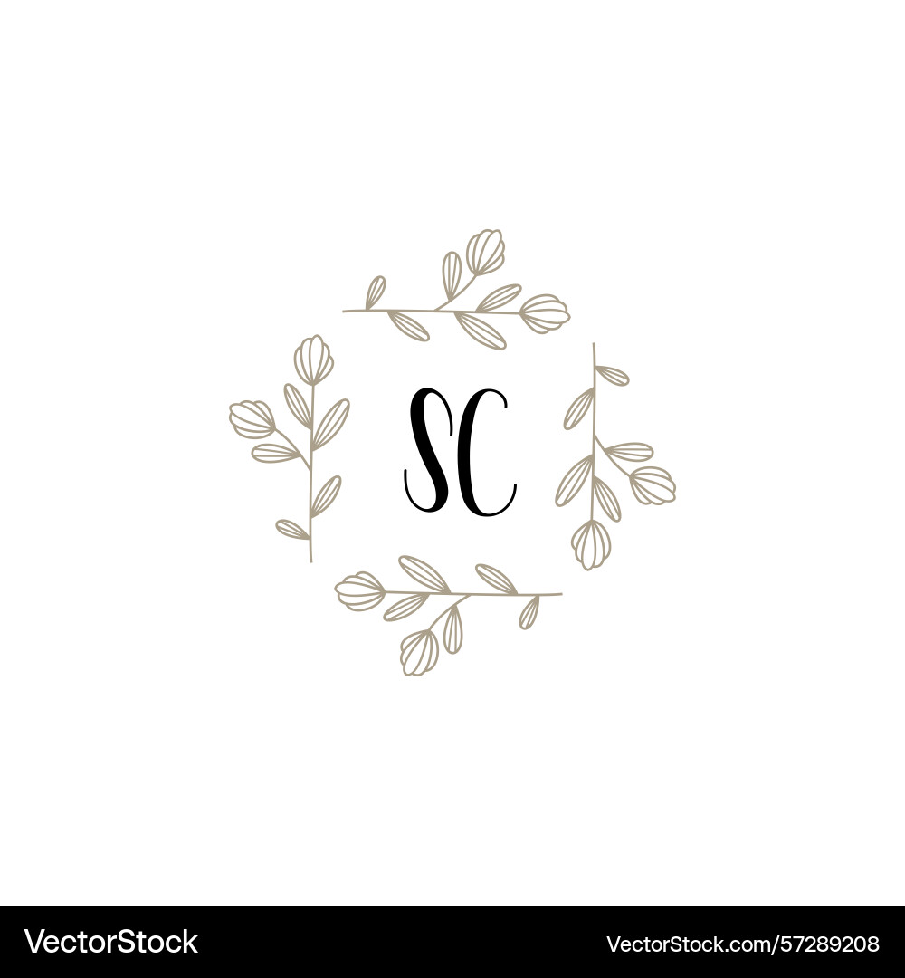 Botanical monogram logos with initial sc Botanical monogram logos with initial sc Vector Image