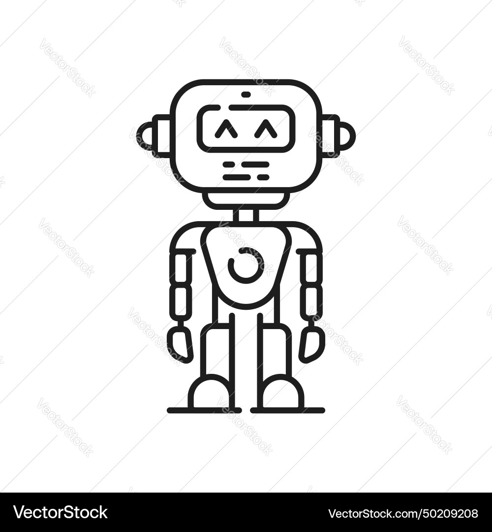 Cartoon robot line icon robotic android character Cartoon robot line icon robotic android character vector image