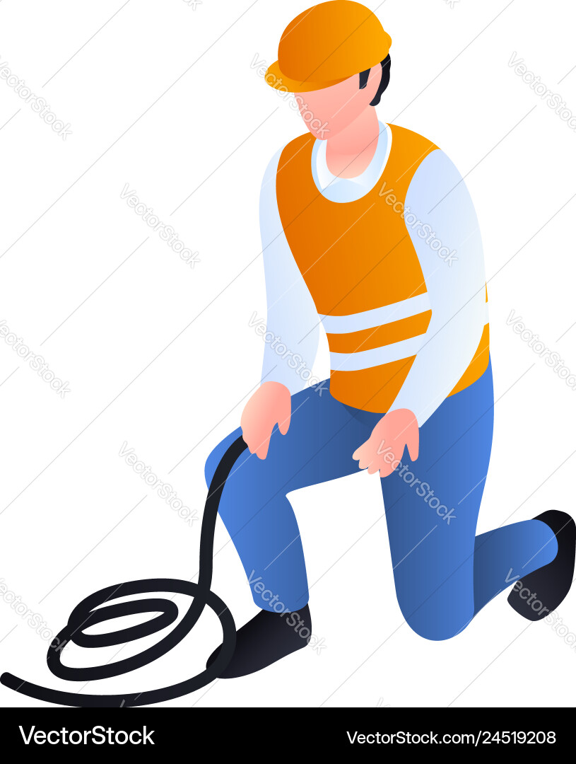 Construction man with rope icon isometric style Construction man with rope icon isometric style vector image