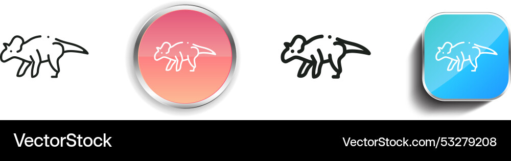 Dinosaur icon thin linear regular and button vector image