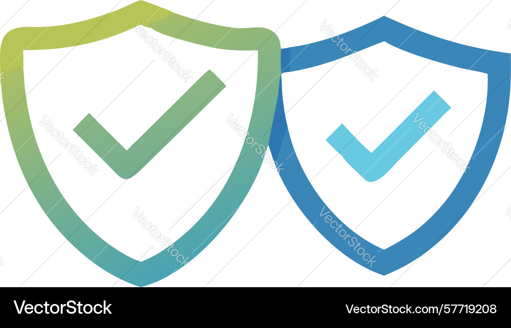 Dual security shields with checkmarks icon design vector image