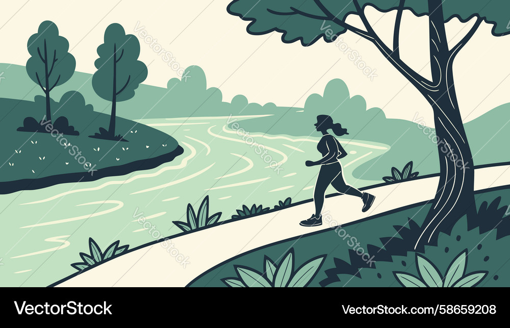 Dynamic runner enjoys a refreshing jog Vector Image