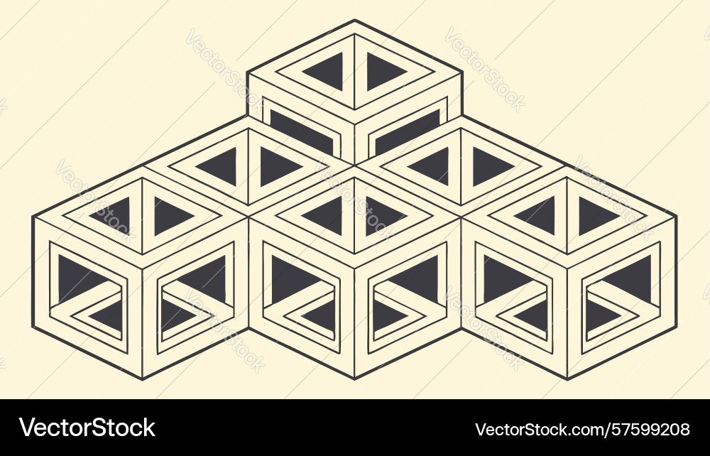 Modular geometric cube pattern design generative vector image
