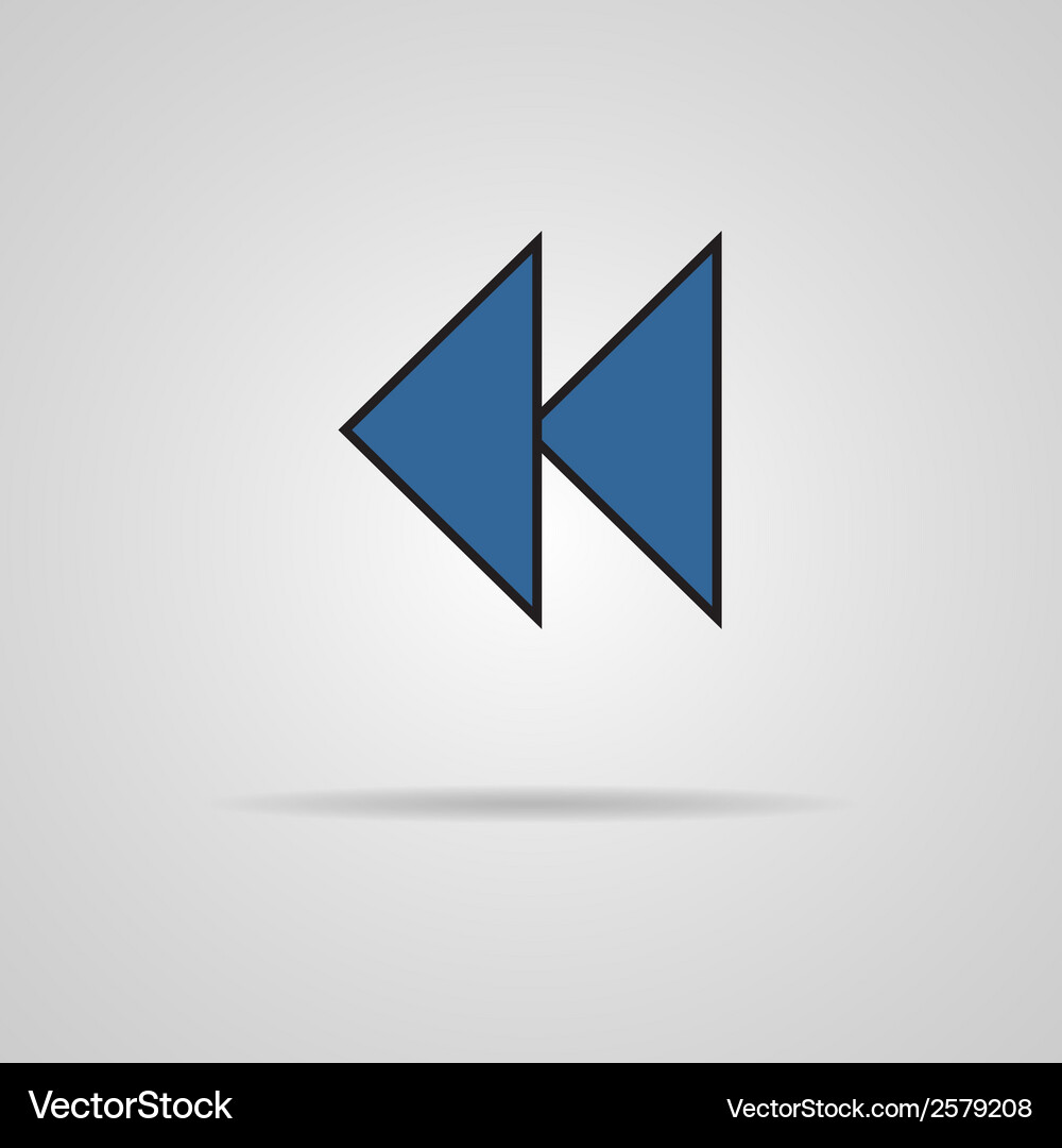 Reverse or rewind icon with shadow media player Vector Image