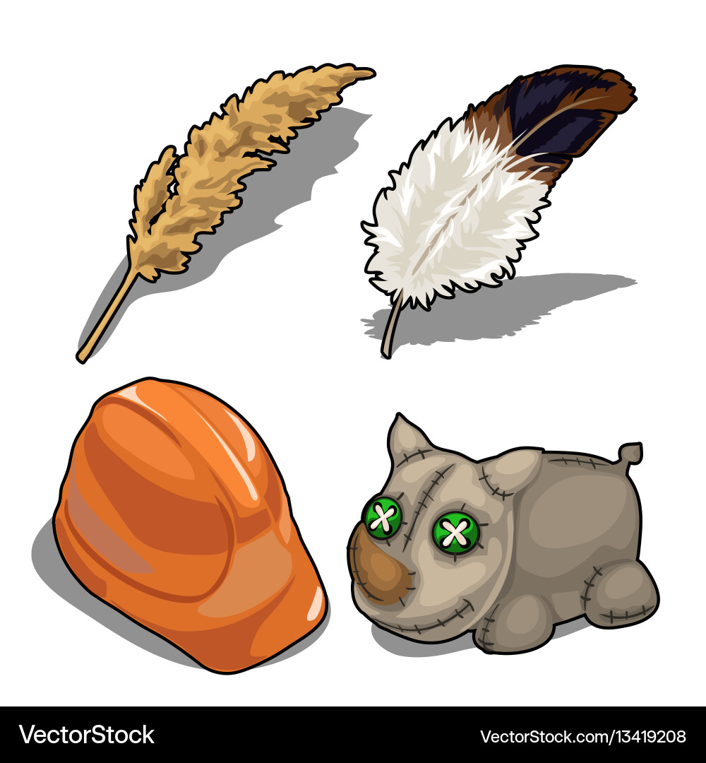 Set isolated of rhino helmet feather Set isolated of rhino helmet feather vector image