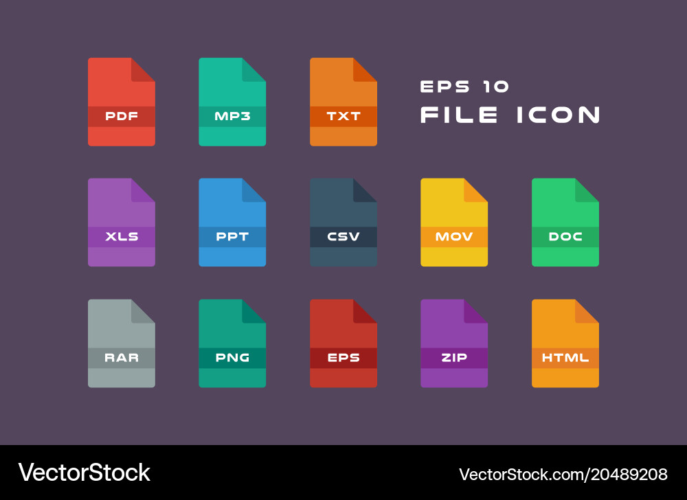 Set of document labels and file formats icons pdf vector image