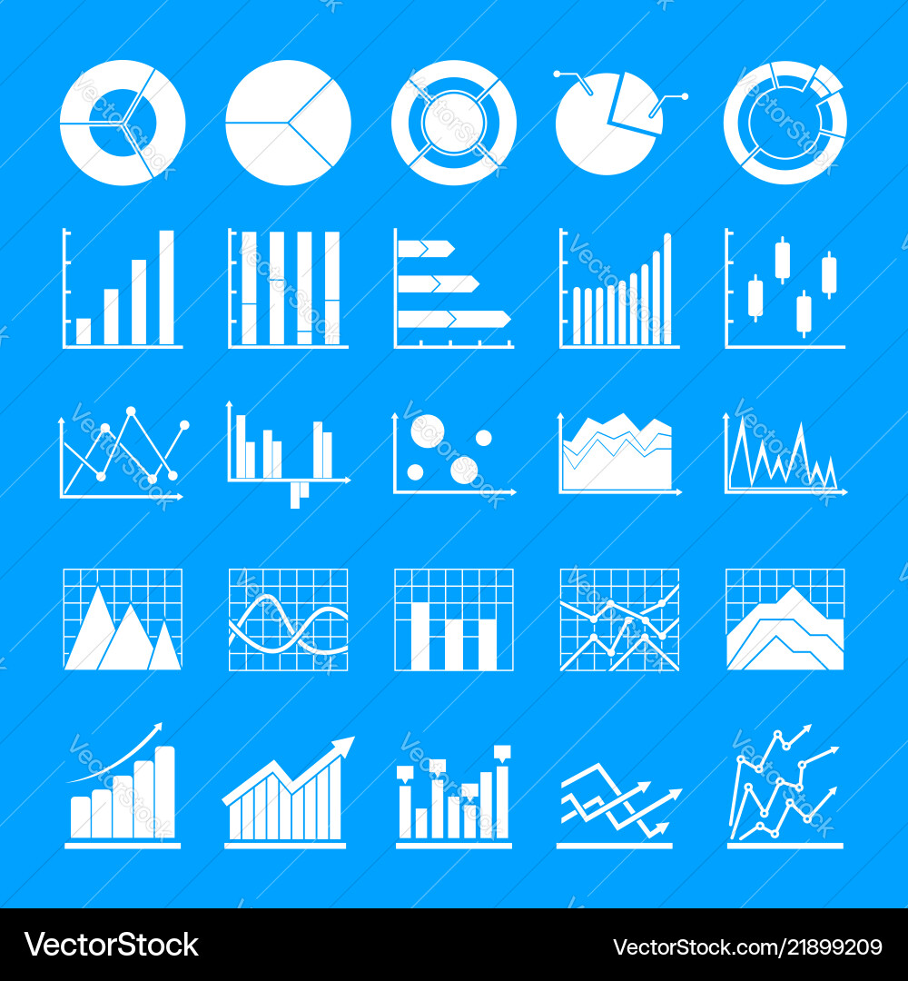 Chart diagram icon set simple style vector image