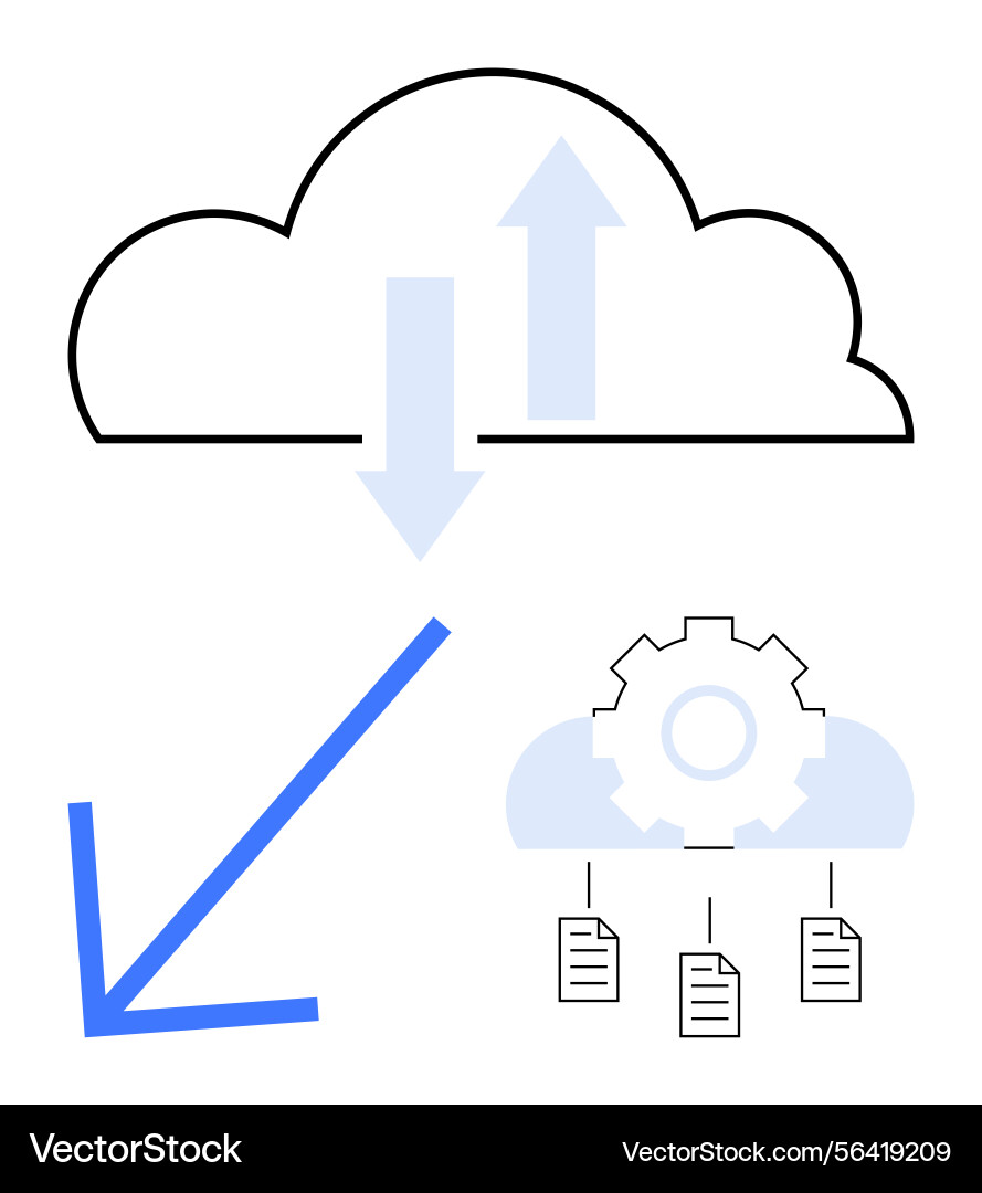 Cloud computing with data transfer and file Vector Image