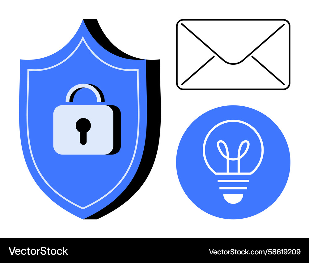 Cybersecurity concept with shield lock envelope Vector Image