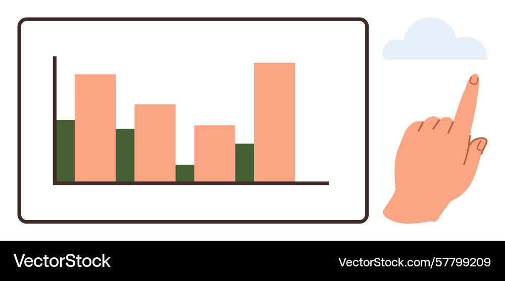 Hand pointing towards sky with bar chart Hand pointing towards sky with bar chart vector image
