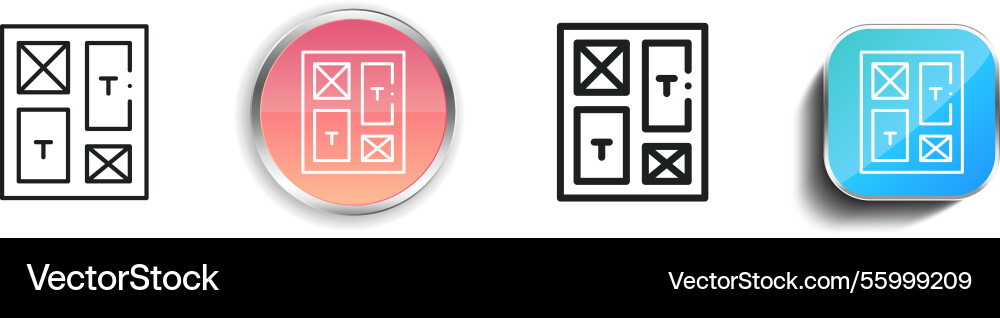 Layout icon thin linear regular and button style Layout icon thin linear regular and button style Vector Image