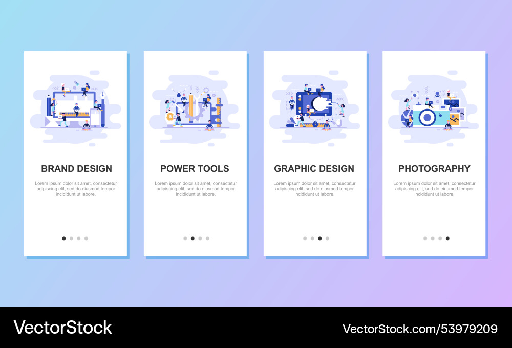 Onboarding screens user interface kit for mobile Onboarding screens user interface kit for mobile Vector Image