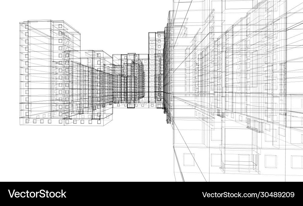 Wire-frame model a multi-storey building Wire-frame model a multi-storey building vector image