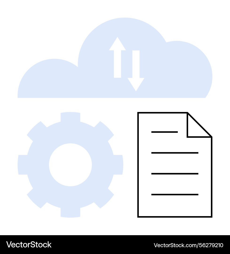 Cloud data sync with gear and document Cloud data sync with gear and document vector image
