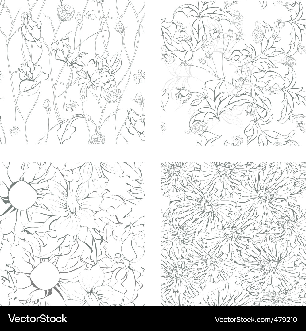 Floral Seamless Patterns Vector Image